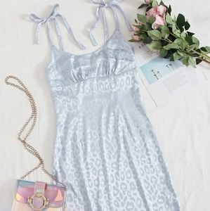 Baby Blue Leopard Satin Dress